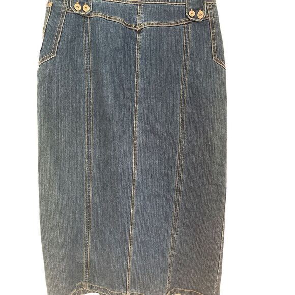 U.S.A. Brand Vintage Denim Midi Skirt with Front Pockets and Slit 12/14 - Picture 4 of 7